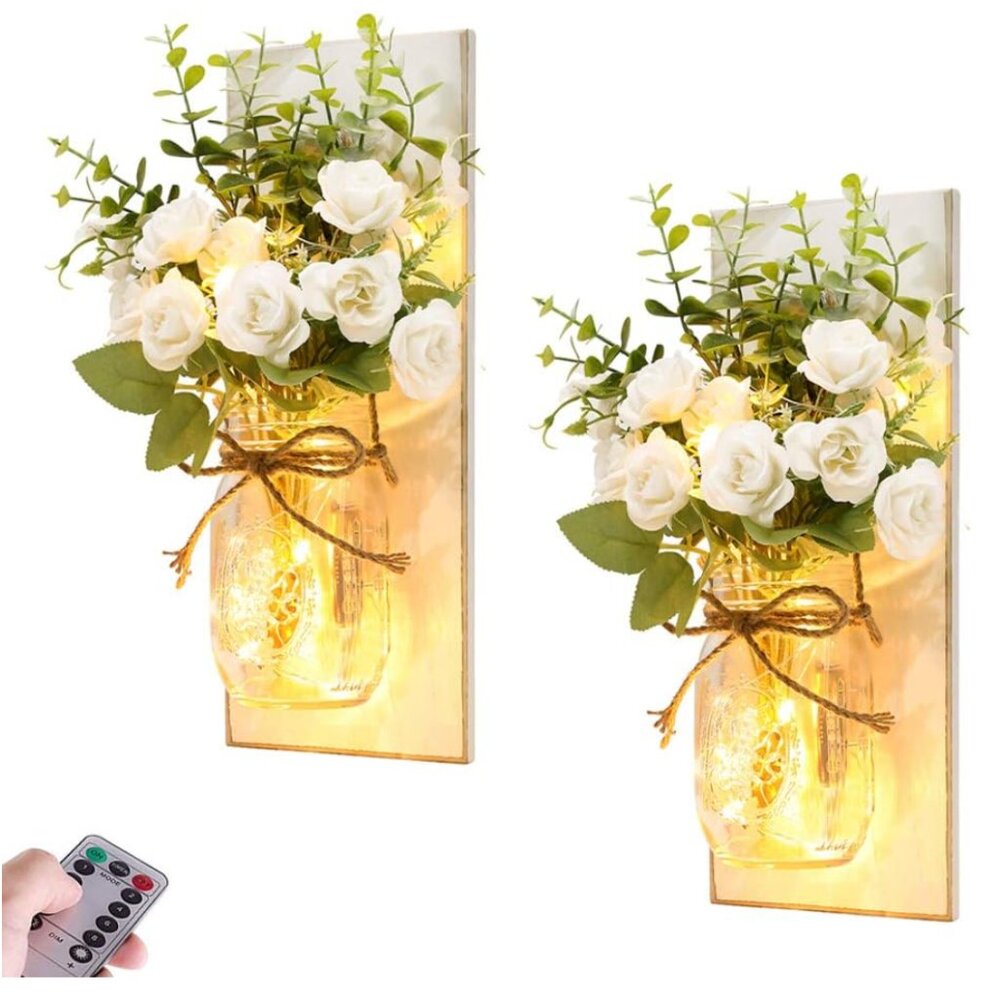 Rustic Wall Sconces Mason Jar Lights Handmade Wall Art 13”x5.2”x0.6”